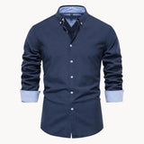 Herren Slim Fit Hemd mit Kontrastkragen – Marineblau
