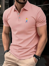 Tobias | Herren Slim-Fit Kurzarm Poloshirt mit Streifenkragen – Hellrosa