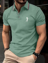 Tobias | Herren Slim-Fit Kurzarm Poloshirt mit Streifenkragen – Bohnengrün