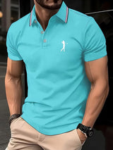 Tobias | Herren Slim-Fit Kurzarm Poloshirt mit Streifenkragen – Himmelblau