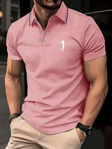Tobias | Herren Slim-Fit Kurzarm Poloshirt mit Streifenkragen – Rosa