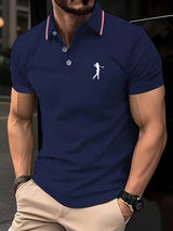 Tobias | Herren Slim-Fit Kurzarm Poloshirt mit Streifenkragen – Marineblau