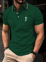 Tobias | Herren Slim-Fit Kurzarm Poloshirt mit Streifenkragen – Grün