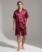 Herren Sommer Schlafanzug mit Hemd und Shorts – Rot