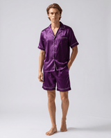 Herren Sommer Schlafanzug mit Hemd und Shorts – Lila