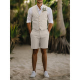 Stefan | Herren Sommer Zweiteiler Weste und Shorts Set – Beige