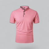 Julian | Herren Stehkragen Baumwoll Kurzarm Polo-Shirt – Rosa
