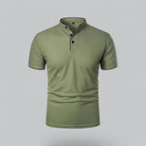 Julian | Herren Stehkragen Baumwoll Kurzarm Polo-Shirt – Grün