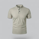 Julian | Herren Stehkragen Baumwoll Kurzarm Polo-Shirt – Hellgrau