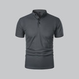 Julian | Herren Stehkragen Baumwoll Kurzarm Polo-Shirt – Dunkelgrau