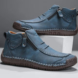 Herren Stiefeletten Lederoptik mit Reißverschluss – Blau