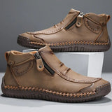 Herren Stiefeletten Lederoptik mit Reißverschluss – Khaki