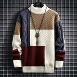 Alexander | Herren Strickpullover Colorblock Grobstrick Cardigan Langarm – Rot