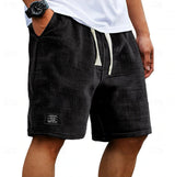 Julian | Herren Strukturierte Kordelzug Freizeit-Shorts – Schwarz