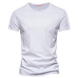 Herren-T-Shirt mit Rundhalsausschnitt und Flammgarn-Struktur – Weiß