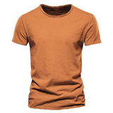 Herren-T-Shirt mit Rundhalsausschnitt und Flammgarn-Struktur – Orange