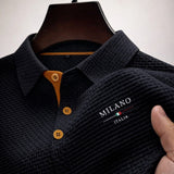 Julian | Herren Texturiertes Poloshirt Milano Knopfleiste – Schwarz
