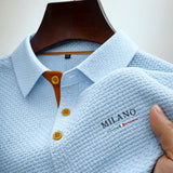 Julian | Herren Texturiertes Poloshirt Milano Knopfleiste – Hellblau