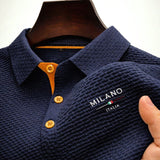 Julian | Herren Texturiertes Poloshirt Milano Knopfleiste – Dunkelblau
