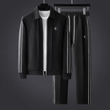 Sebastian | Herren Trainingsanzug Set Lycra Atmungsaktiv Sport – Schwarz