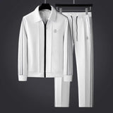 Sebastian | Herren Trainingsanzug Set Lycra Atmungsaktiv Sport – Weiß