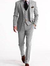 Andreas | Herren Tweed-Winteranzug mit Weste und Tasche klassischer Schnitt – Silber
