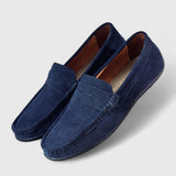 Florian | Herren Wildleder Penny-Loafer Klassischer Slip-on Komfortschuh – Marineblau