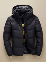 Leon | Herren Winterjacke Gefütterte Kapuzenjacke Abnehmbare Kapuze – Schwarz