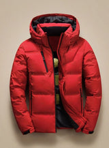 Leon | Herren Winterjacke Gefütterte Kapuzenjacke Abnehmbare Kapuze – Rot