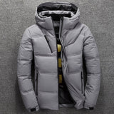 Florian | Herren Winterjacke Gefütterte Kapuzenjacke Abnehmbarer Kapuze Polyester – Hellgrau