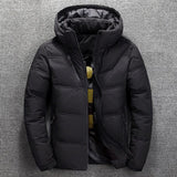 Florian | Herren Winterjacke Gefütterte Kapuzenjacke Abnehmbarer Kapuze Polyester – Schwarz