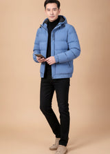 Christian | Herren Winterjacke Gesteppte Kapuzenjacke Warm Gefüttert – Blau