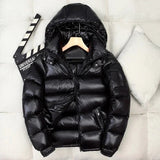 Moritz | Herren Winterjacke Glänzende Daunen-Steppjacke mit Kapuze – Schwarz