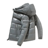 Moritz | Herren Winterjacke Glänzende Daunen-Steppjacke mit Kapuze – Grau