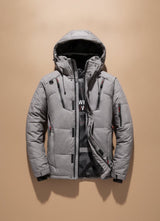 Niklas | Herren Winterjacke Warme Gefütterte Kapuzenjacke Winddicht – Grau