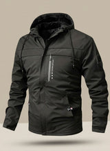 Maximilian | Herren Winterjacke Wasserdichte Kapuzenjacke Warm Gefüttert – Schwarz