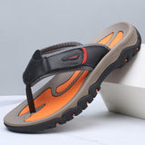 Herren-Zehentrenner-Sandalen mit breiten Riemen und profilierter Sohle – Schwarz