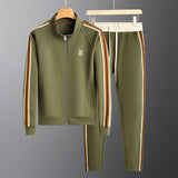 Herren Zweiteiliges Trainingsanzug-Set mit Reißverschlussjacke und Hose mit Elastikbund – Grün