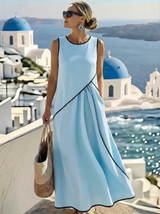 Alina | Damen Gestreiftes Sommerkleid – Streifen Kleid Leicht Sommer 2026 – Hellblau