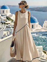 Alina | Damen Gestreiftes Sommerkleid – Streifen Kleid Leicht Sommer 2026 – Aprikose
