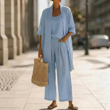 Elisa | Stilvolles Dreiteiliges Set Damen Chic – Blau