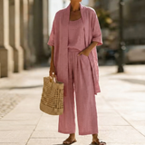 Elisa | Stilvolles Dreiteiliges Set Damen Chic – Rose