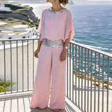 Emma | Schickes Shirt und Hosen Set Damen – Rosa