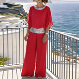 Emma | Schickes Shirt und Hosen Set Damen – Rot