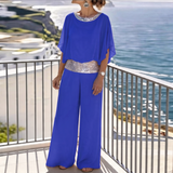 Emma | Schickes Shirt und Hosen Set Damen – Blau