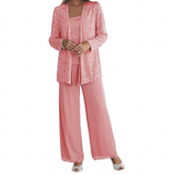 Damen Langarm-Set mit Pailletten – Rosa