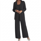 Damen Langarm-Set mit Pailletten – Schwarz