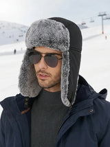 Gefütterte Wintermütze mit Ohrenklappen, wasser- und winddicht – Schwarz 1