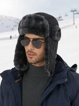 Gefütterte Wintermütze mit Ohrenklappen, wasser- und winddicht – Schwarz 2