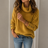 Hildegard | Damen Warme Strick Rollkragenpullover – Gelb